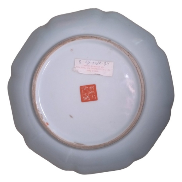 Antique Chinese Rose Mandarin 9” Porcelain Plate With Qianlong Mark Gold Details - Picture 9 of 10